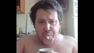 A gay man has produced a portion of fresh sperm from his penis! Eating fresh cum! Pours cum on my face!