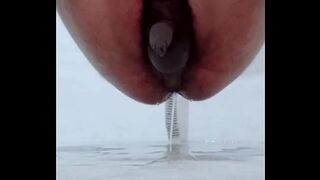 Young hot guy peeing from anal